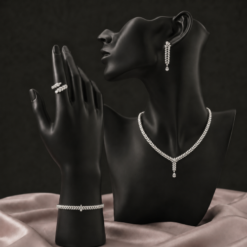 طقم زركون دقة ألماس بتصميم همسة الضوء المرصع