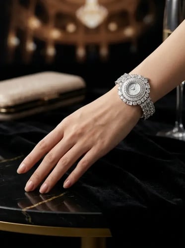 ساعة نسائية زركون باللون الفضي