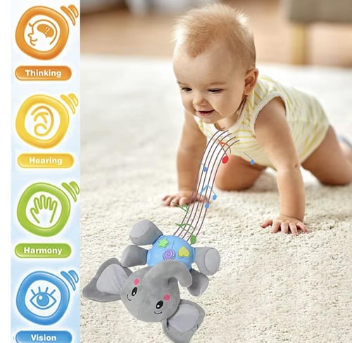 فيل قماشي موسيقي مضيء للأطفال
