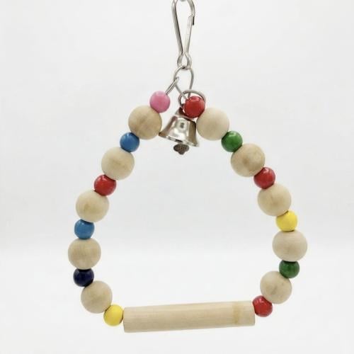 ارجوحة الطيور الخشبية الملونة مع جرس