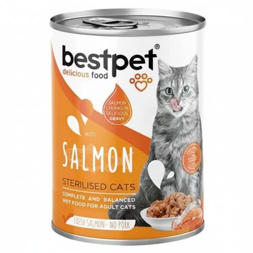 بيست بيت طعام قطط "Bestpet" بالسلمون - وجبة كاملة...