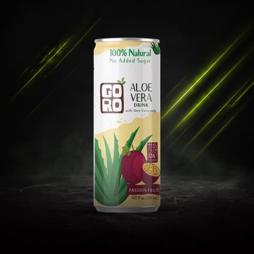 جو رو الوفيرا مشروب طبيعي مع قطع الصبار الحقيقية نكهة باشون فروت