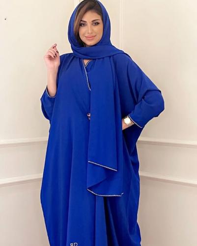 Silk abaya with crystal line