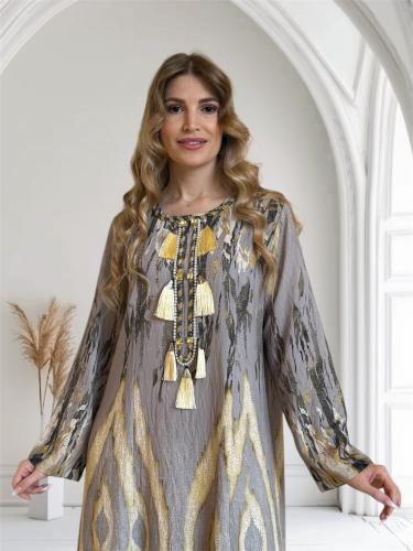 Gray abaya, handmade, luxurious