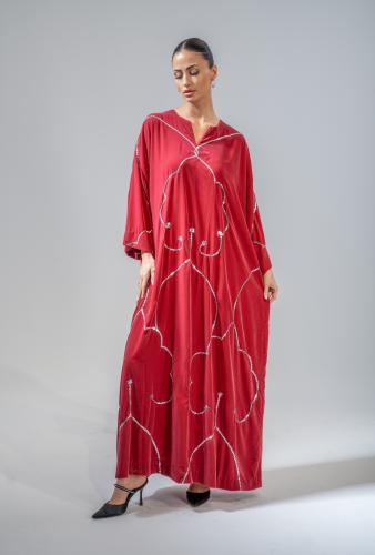 Velvet dress with silver stripes