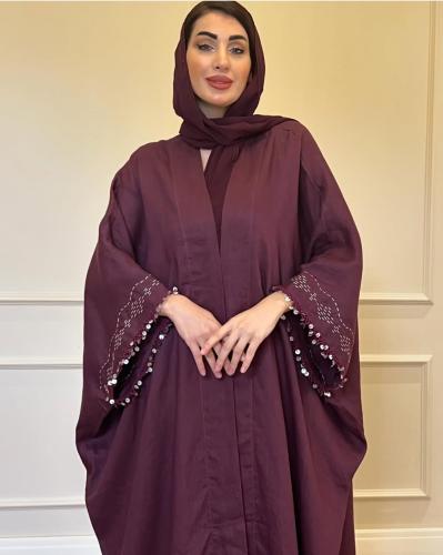 عبايه لينن تطريز يدوي