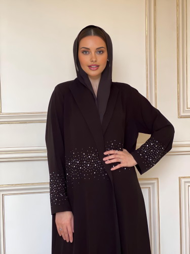 Luxury black abaya with Swarovski crystals