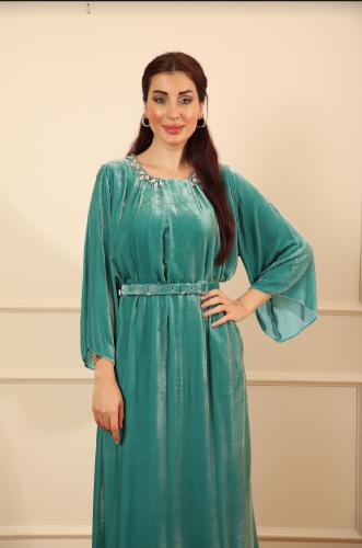 Sky blue velvet gown