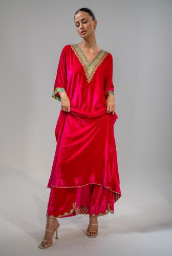 Fuchsia velvet dress from Bella selections