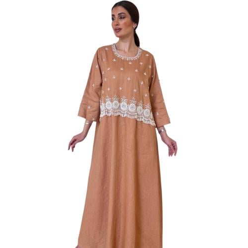 Linen thobe, handmade, pearl