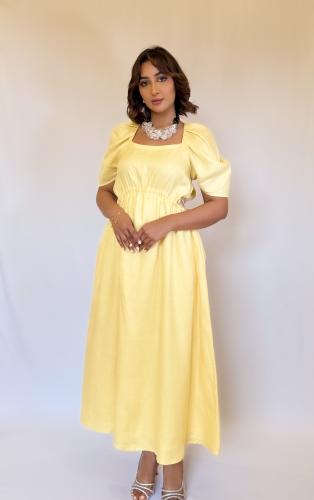 Yellow linen dress