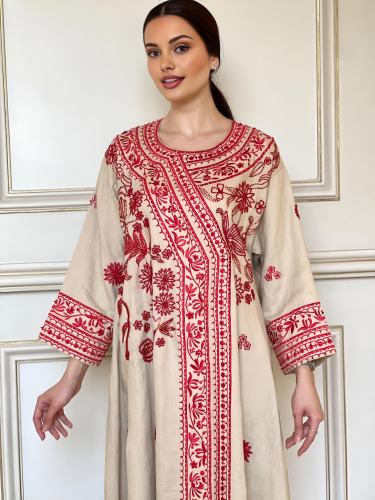 Linen thobe handmade work