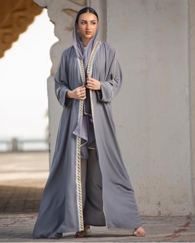 Silk abaya with hand embroidery
