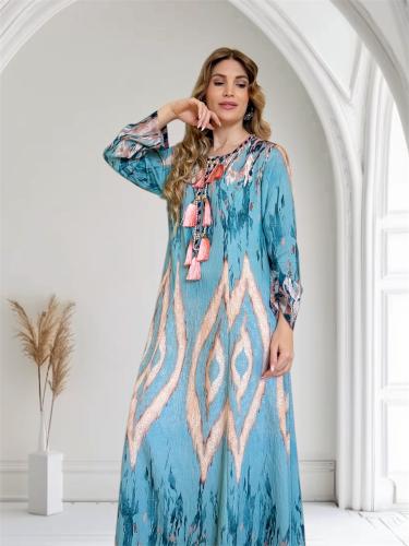 Turquoise abaya, handmade, luxurious