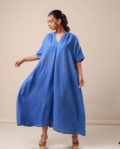 Linen dress with crystal
