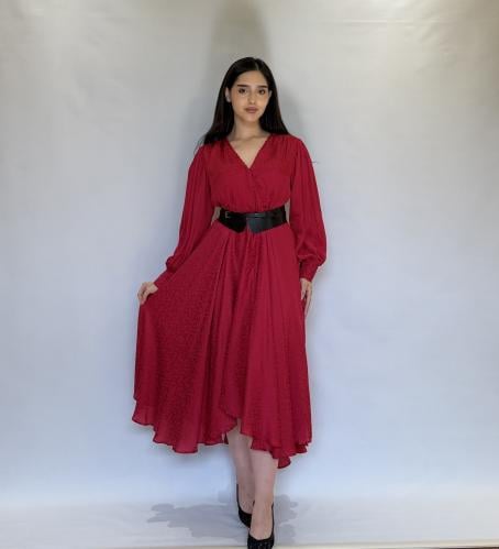 Red silk dress from Bella's selections