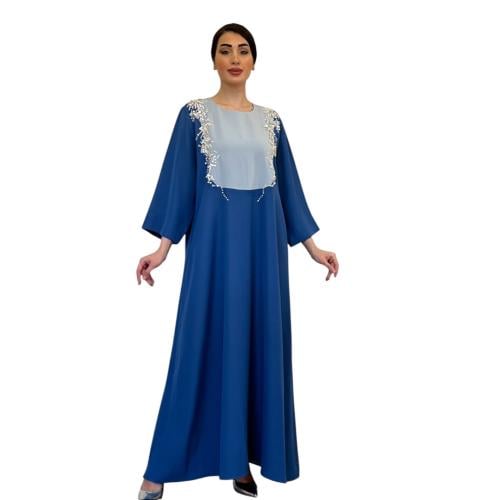 Blue and sky blue crepe dress