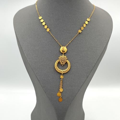 عقد ذهب عيار 21 تصميم سنبلة ووردة