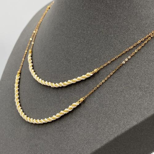 عقد ذهب عيار 21 بتصميم دورين فاخر بوزن 4.14 جرام