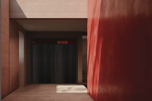 باب خارجي المنيوم درفتين مع ثابت علوي