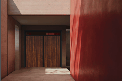 باب خارجي المنيوم درفتين مع ثابت علوي