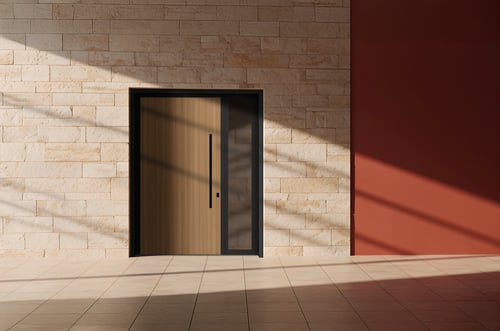 باب خارجي المنيوم مفرد مع ثابت جانبي