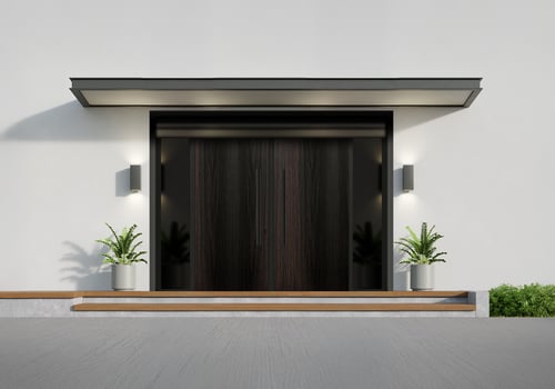 باب خارجي المنيوم درفتين مع ثوابت جانبية وعلوي