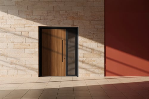 باب خارجي المنيوم مفرد مع ثابت جانبي