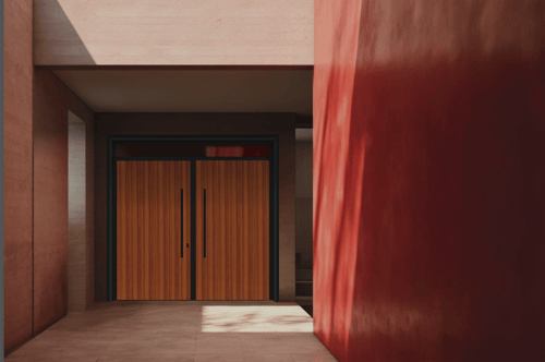 باب خارجي المنيوم درفتين مع ثابت علوي