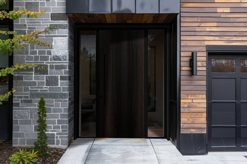 باب خارجي المنيوم مفرد مع ثوابت جانبية