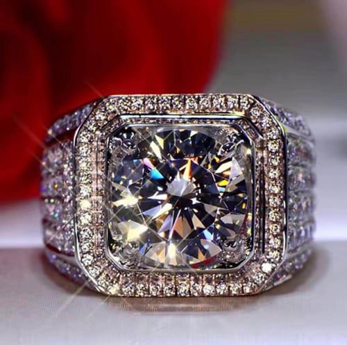 خاتم الماس 5 قيراط. فضة 925