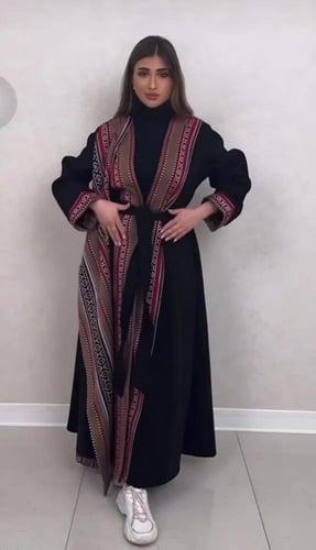 عباية شتوية اسود مع سدو