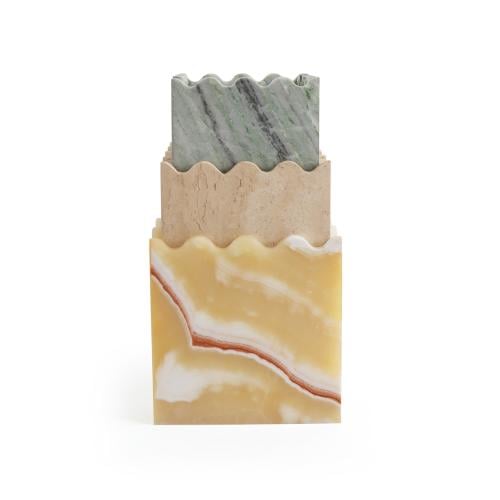 فازة سارة - Mint Green, Traventine & Honey Onyx