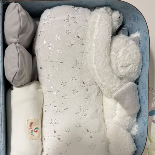 شنطه هديه مع دميه وبطانيه وبربتوز وجوربين