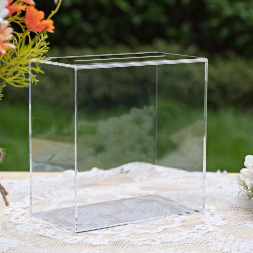 صندوق أكريليك شفاف بفتحة للبطاقات، صندوق زفاف DIY سميك (فارغ بدون نمط)، مناسب لديكور الحفلات، صندوق التبرعات، التصويت، تذكار التخر...