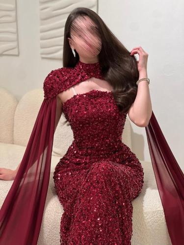 فستان سهرة برغندي