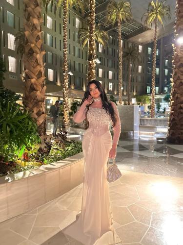 فستان سهرة شيفون مع خرز