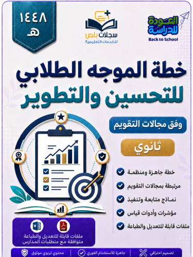 خطة الموجه الطلابي للتحسين للمرحلة الثانوية 1448