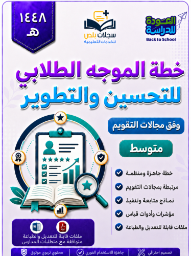خطة الموجه الطلابي للتحسين للمرحلة المتوسطة 1448