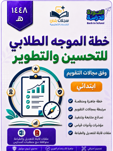 خطة الموجه الطلابي للتحسين والتطوير للابتدائية 144...