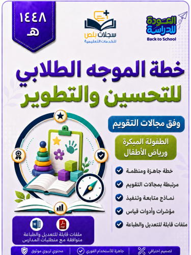 خطة الموجه الطلابي للتحسين والتطوير للطفولة المبكر...