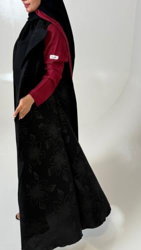 Aabaya blazer fabric patterned sleeves maroon