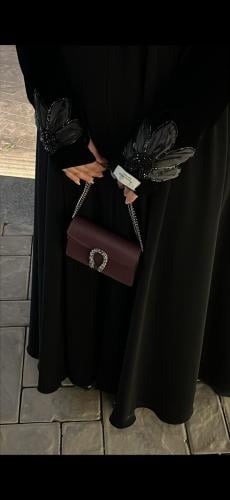 Full velvet abaya with embroidery and double flowe...