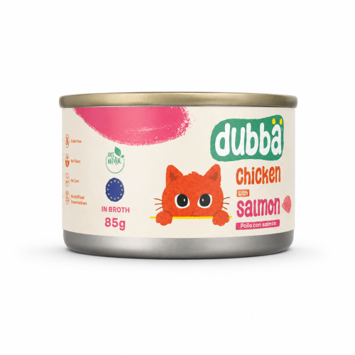 معلبات dubba دجاج مع سلمون في المرق 85g
