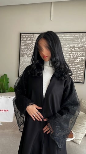 01 عباية الريم نص كلوش كتان