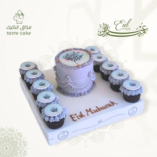 لانش بوكس مع توزيعات كب كيك 10 حبه - بنفسجي فاتح