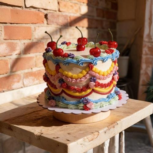 فنتج كيك عيد مع الكرز 6 انش 3 طبقات شوكلاته
