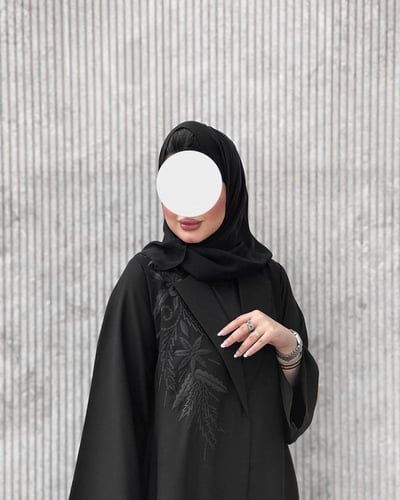 عباية بلايزر تطريز اسود ـ قماش كويتي