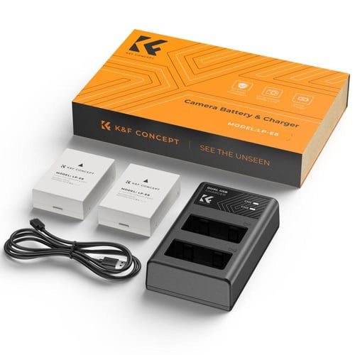 K&F Canon LP-E8 Battery and Charger Set with Dual...