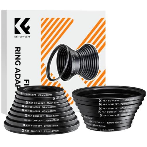 K&F Concept 18 Pieces Filter Ring Adapter Set, Cam...